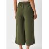 imageEVALESS Womens Wide Leg Palazzo Pants Work Casual Trousers Summer Elastic High Waisted Cute Side Tie Culottes with PocketsJungle Green
