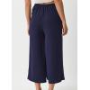 imageEVALESS Womens Wide Leg Palazzo Pants Work Casual Trousers Summer Elastic High Waisted Cute Side Tie Culottes with PocketsNavy Blue