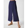imageEVALESS Womens Wide Leg Palazzo Pants Work Casual Trousers Summer Elastic High Waisted Cute Side Tie Culottes with PocketsNavy Blue