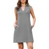 imageEVALESS Summer Spring Dresses for Women 2025 Golf Tennis Dresses V Neck Dress Sleeveless Workout A Line Dresses Mini DressesGray