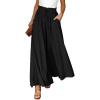 imageEVALESS Womens Casual Wide Leg Pants Flowy Elastic Drawstring Waist Palazzo Pants with PocketsBlack
