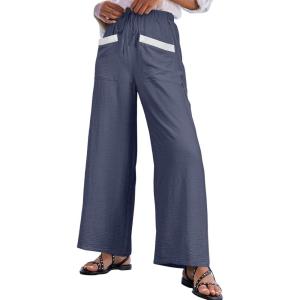 imageEVALESS Womens Palazzo Pants Summer Casual Flowy Wide Leg 2025 Lounge Trousers Beach Travel Vacation OutfitsDark Grey