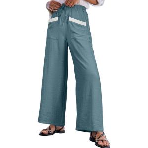 imageEVALESS Womens Palazzo Pants Summer Casual Flowy Wide Leg 2025 Lounge Trousers Beach Travel Vacation OutfitsStone Blue