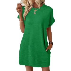 imageEVALESS Womens Summer Dresses Fashion 2025 Short Sleeve Spring Mini Dress Casual Beach Vacation Clothes DressesZ New Green