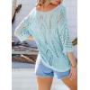 imageEVALESS Womens Crochet Hollow Out Knit Tops Half Sleeve Spring Summer Sweaters Beach Cover Ups for Women Trendy 2025Beau Blue