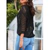 imageEVALESS Womens Crochet Hollow Out Knit Tops Half Sleeve Spring Summer Sweaters Beach Cover Ups for Women Trendy 2025Black