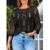 imageEVALESS Womens Crochet Hollow Out Knit Tops Half Sleeve Spring Summer Sweaters Beach Cover Ups for Women Trendy 2025Black