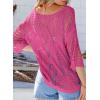 imageEVALESS Womens Crochet Hollow Out Knit Tops Half Sleeve Spring Summer Sweaters Beach Cover Ups for Women Trendy 2025Bright Pink