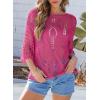 imageEVALESS Womens Crochet Hollow Out Knit Tops Half Sleeve Spring Summer Sweaters Beach Cover Ups for Women Trendy 2025Bright Pink
