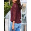 imageEVALESS Womens Crochet Hollow Out Knit Tops Half Sleeve Spring Summer Sweaters Beach Cover Ups for Women Trendy 2025Burgundy
