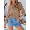 imageEVALESS Womens Crochet Hollow Out Knit Tops Half Sleeve Spring Summer Sweaters Beach Cover Ups for Women Trendy 2025Khaki