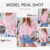 imageEVALESS Womens Crochet Hollow Out Knit Tops Half Sleeve Spring Summer Sweaters Beach Cover Ups for Women Trendy 2025Light Pink
