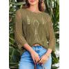 imageEVALESS Womens Crochet Hollow Out Knit Tops Half Sleeve Spring Summer Sweaters Beach Cover Ups for Women Trendy 2025Moss Green