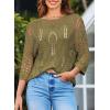 imageEVALESS Womens Crochet Hollow Out Knit Tops Half Sleeve Spring Summer Sweaters Beach Cover Ups for Women Trendy 2025Moss Green