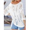 imageEVALESS Womens Crochet Hollow Out Knit Tops Half Sleeve Spring Summer Sweaters Beach Cover Ups for Women Trendy 2025White