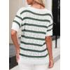 imageEVALESS Womens Short Sleeve Sweater Casual Crewneck Knit Shirt Tops Spring Trendy Striped Color Block Crochet SweatersGreen Stripe