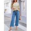 imageEVALESS Womens Short Sleeve Sweaters Spring Summer Crochet Knit Tops Crewneck Striped T Shirts Casual Blouses for WomenApricot Stripe