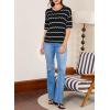 imageEVALESS Womens Short Sleeve Sweaters Spring Summer Crochet Knit Tops Crewneck Striped T Shirts Casual Blouses for WomenBlack Stripe