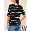 imageEVALESS Womens Short Sleeve Sweaters Spring Summer Crochet Knit Tops Crewneck Striped T Shirts Casual Blouses for WomenBlack Stripe