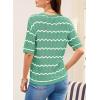 imageEVALESS Womens Short Sleeve Sweaters Spring Summer Crochet Knit Tops Crewneck Striped T Shirts Casual Blouses for WomenGreen Stripe