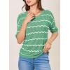 imageEVALESS Womens Short Sleeve Sweaters Spring Summer Crochet Knit Tops Crewneck Striped T Shirts Casual Blouses for WomenGreen Stripe