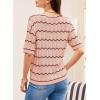 imageEVALESS Womens Short Sleeve Sweaters Spring Summer Crochet Knit Tops Crewneck Striped T Shirts Casual Blouses for WomenPink Stripe