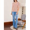 imageEVALESS Womens Short Sleeve Sweaters Spring Summer Crochet Knit Tops Crewneck Striped T Shirts Casual Blouses for WomenPink Stripe