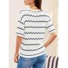 imageEVALESS Womens Short Sleeve Sweaters Spring Summer Crochet Knit Tops Crewneck Striped T Shirts Casual Blouses for WomenWhite Stripe