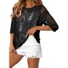 imageEVALESS Womens Crochet Hollow Out Knit Tops Half Sleeve Spring Summer Sweaters Beach Cover Ups for Women Trendy 2025Black