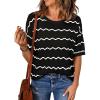 imageEVALESS Womens Short Sleeve Sweaters Spring Summer Crochet Knit Tops Crewneck Striped T Shirts Casual Blouses for WomenBlack Stripe