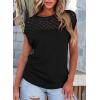 imageEVALESS Womens Fashion Short Sleeve Sweaters Crewneck Crochet Tops Summer Tie Back Shirts Knit T Shirts Sweater TopsBlack