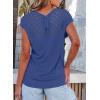 imageEVALESS Womens Fashion Short Sleeve Sweaters Crewneck Crochet Tops Summer Tie Back Shirts Knit T Shirts Sweater TopsBlue