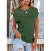 imageEVALESS Womens Fashion Short Sleeve Sweaters Crewneck Crochet Tops Summer Tie Back Shirts Knit T Shirts Sweater TopsGreen