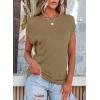 imageEVALESS Womens Fashion Short Sleeve Sweaters Crewneck Crochet Tops Summer Tie Back Shirts Knit T Shirts Sweater TopsKhaki