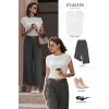 imageEVALESS Womens Fashion Short Sleeve Sweaters Crewneck Crochet Tops Summer Tie Back Shirts Knit T Shirts Sweater TopsKhaki
