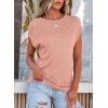 imageEVALESS Womens Fashion Short Sleeve Sweaters Crewneck Crochet Tops Summer Tie Back Shirts Knit T Shirts Sweater TopsPink