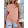 imageEVALESS Womens Fashion Short Sleeve Sweaters Crewneck Crochet Tops Summer Tie Back Shirts Knit T Shirts Sweater TopsPink