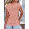 imageEVALESS Womens Fashion Short Sleeve Sweaters Crewneck Crochet Tops Summer Tie Back Shirts Knit T Shirts Sweater TopsPink