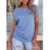imageEVALESS Womens Fashion Short Sleeve Sweaters Crewneck Crochet Tops Summer Tie Back Shirts Knit T Shirts Sweater TopsSky Blue