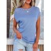 imageEVALESS Womens Fashion Short Sleeve Sweaters Crewneck Crochet Tops Summer Tie Back Shirts Knit T Shirts Sweater TopsSky Blue