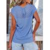imageEVALESS Womens Fashion Short Sleeve Sweaters Crewneck Crochet Tops Summer Tie Back Shirts Knit T Shirts Sweater TopsSky Blue