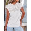 imageEVALESS Womens Fashion Short Sleeve Sweaters Crewneck Crochet Tops Summer Tie Back Shirts Knit T Shirts Sweater TopsWhite