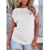 imageEVALESS Womens Fashion Short Sleeve Sweaters Crewneck Crochet Tops Summer Tie Back Shirts Knit T Shirts Sweater TopsWhite
