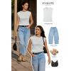 imageEVALESS Womens Short Sleeve Textured Tops Crewneck Knit Solid Loose Casual Basic T Shirts Tee BlousesA White