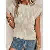 imageEVALESS Womens Short Sleeve Textured Tops Crewneck Knit Solid Loose Casual Basic T Shirts Tee BlousesApricot