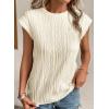 imageEVALESS Womens Short Sleeve Textured Tops Crewneck Knit Solid Loose Casual Basic T Shirts Tee BlousesBeige
