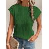 imageEVALESS Womens Short Sleeve Textured Tops Crewneck Knit Solid Loose Casual Basic T Shirts Tee BlousesBlackish Green