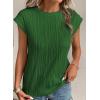imageEVALESS Womens Short Sleeve Textured Tops Crewneck Knit Solid Loose Casual Basic T Shirts Tee BlousesBlackish Green