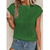 imageEVALESS Womens Short Sleeve Textured Tops Crewneck Knit Solid Loose Casual Basic T Shirts Tee BlousesBlackish Green