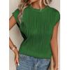 imageEVALESS Womens Short Sleeve Textured Tops Crewneck Knit Solid Loose Casual Basic T Shirts Tee BlousesBlackish Green